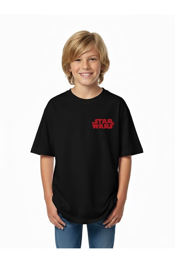 , Boys' Elevated Front and Back Graphic T-Shirt, Darth Vader, Sizes 4-18