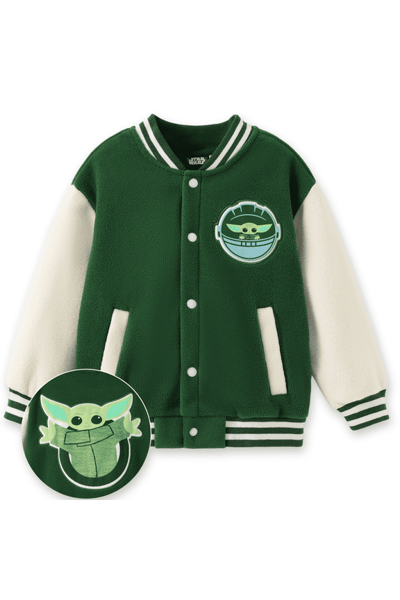 Star Wars Boys Girls Fleece Bomber Jackets Baby Yoda Graphic Winter Plush Outerwear Coats Toddler 3-4T