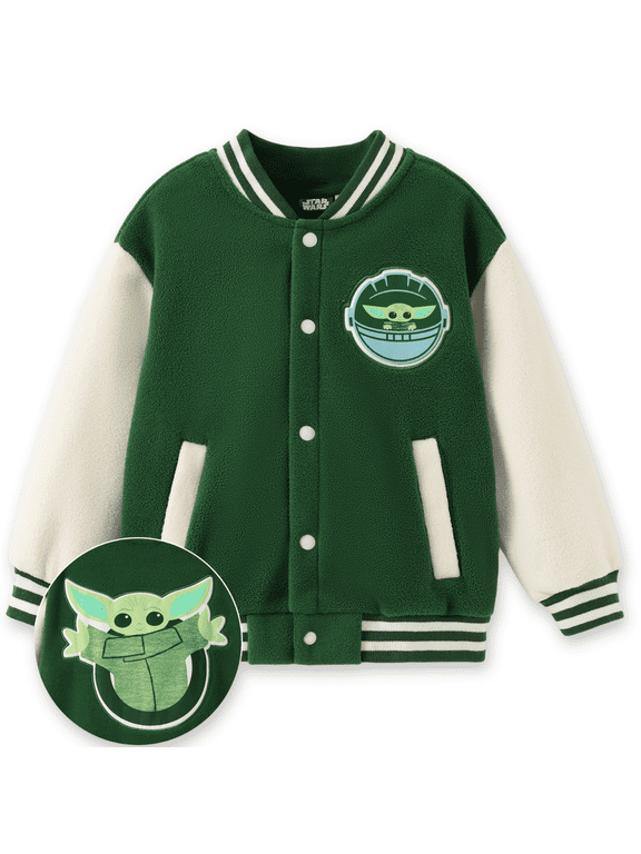 Star Wars Boys Girls Fleece Bomber Jackets Baby Yoda Graphic Winter Plush Outerwear Coats Toddler 3-4T