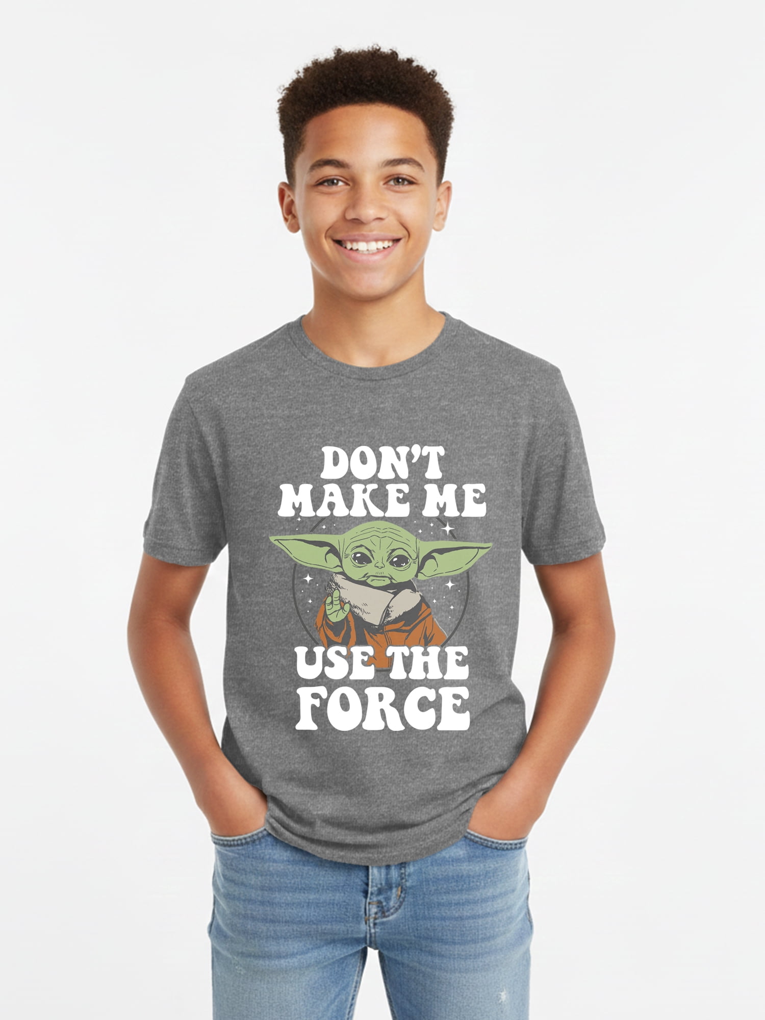 Star Wars Boys' Graphic Tee with Short Sleeves, Grogu and the Force, Sizes 4-18