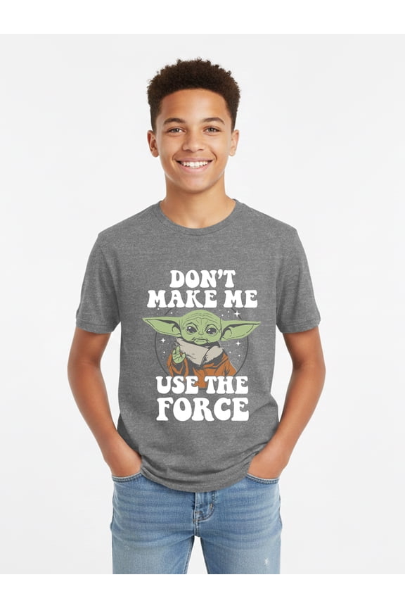 Star Wars Boys' Graphic Tee with Short Sleeves, Grogu and the Force, Sizes 4-18