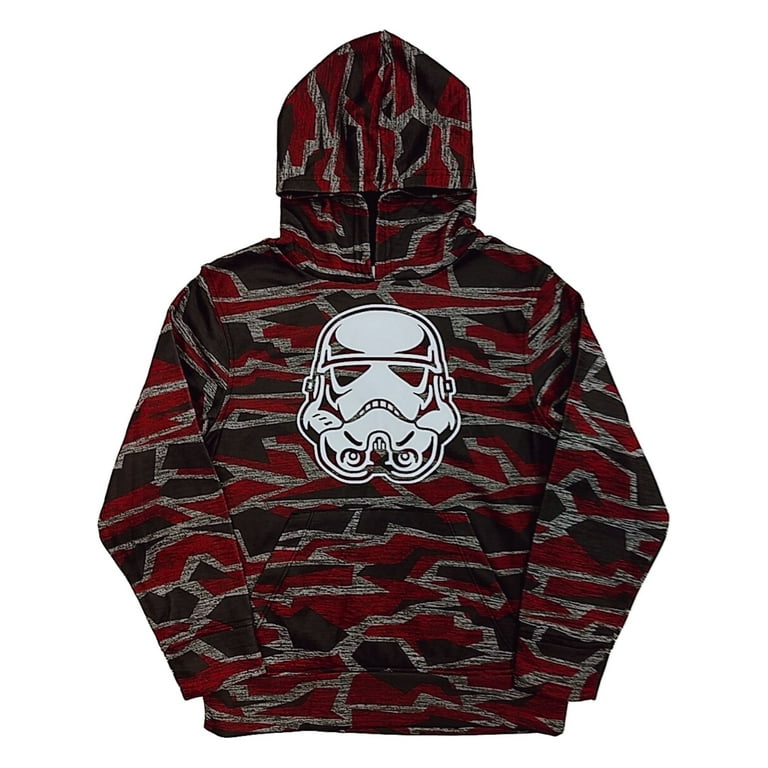 Star Wars Boys Gray Red Camo Pullover Hoodie Sweatshirt Storm