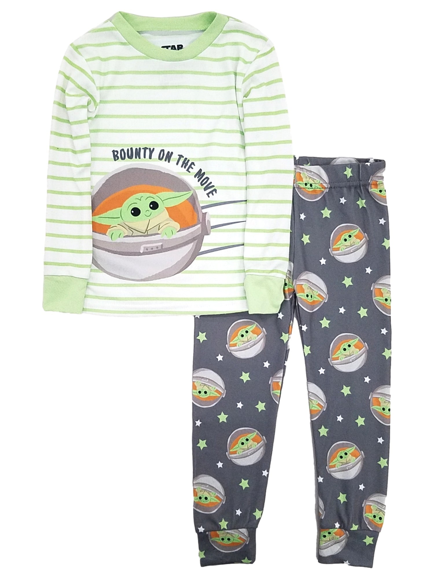 Star Wars Boys Green White Baby Yoda Long Sleeve 2 Piece Pajama Set Size 4 Walmart
