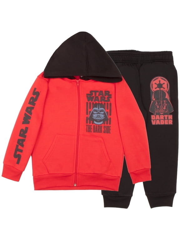 Star Wars Boys Matching Sets Darth Vader Pullover Hoodie and Jogger Fleece Set for Boys 2 Piece Bundle (Size 4-12)