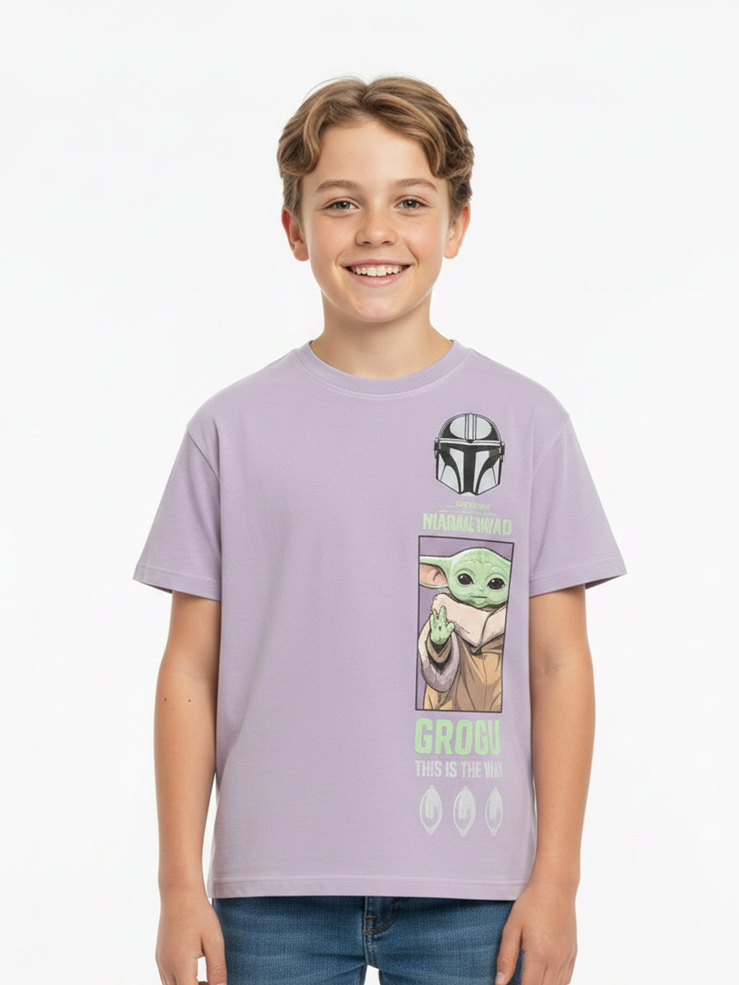 Star Wars Boys Mineral Wash Grogu Mando Graphic Tee, Sizes 4-18