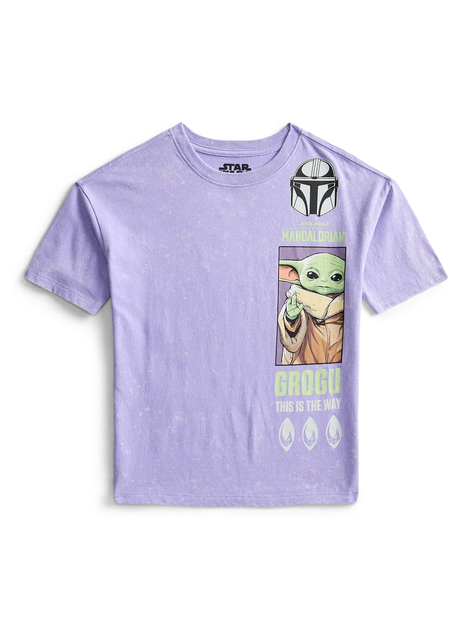 Star Wars Boys Mineral Wash Grogu Mando Graphic Tee, Sizes 4-18