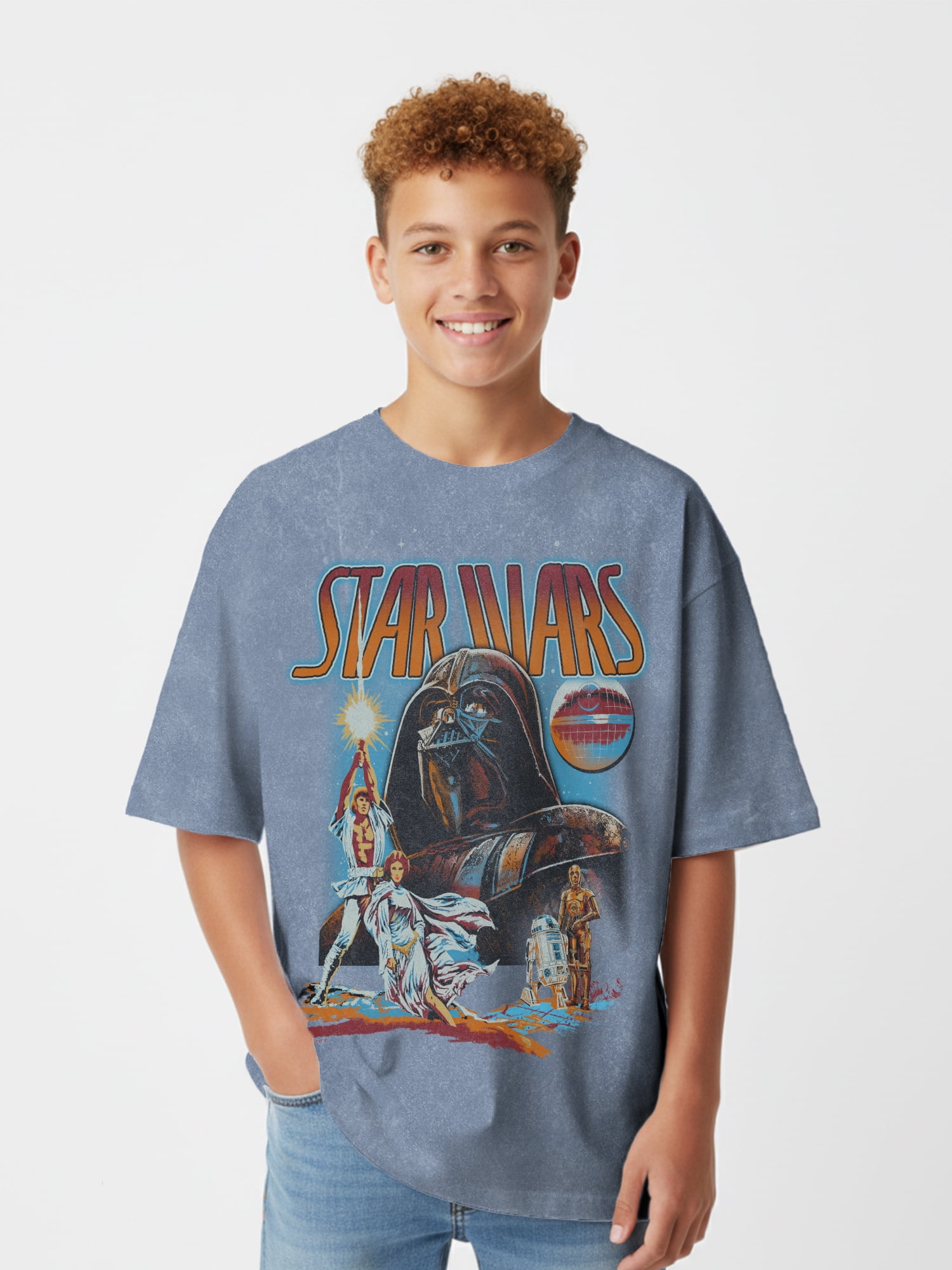 Star Wars Boys Classic Group Mineral Wash Graphic T-Shirt, Sizes XS-XXL