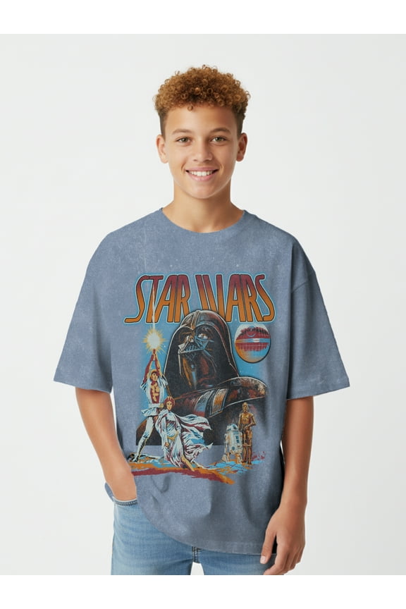 Star Wars Boys Classic Group Mineral Wash Graphic T-Shirt, Sizes XS-XXL