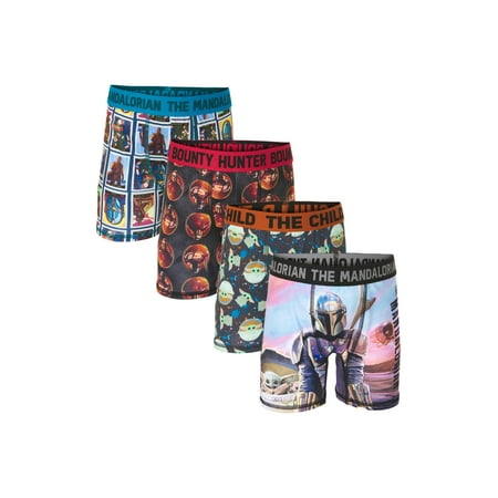 Disney Star Wars The Mandalorian Boys Underwear, 4 Pack Boxer Briefs Sizes 6-10