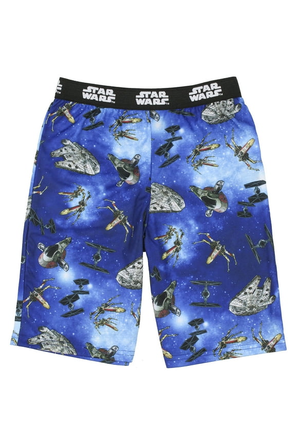 Star Wars Boys' Youth Starfighters Millennial Falcon Tie Fighter X-Wing Pajama Sleep Shorts