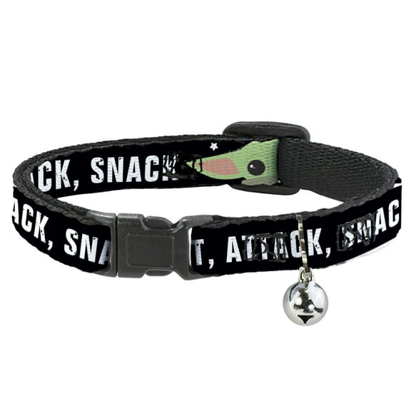Star Wars Breakaway Cat Collar With Bell, Plastic Clip, Easy Adjustable, Star Wars The Child Chibi Face Protect Attack Snack, 8.5 to 12 Inches 0.5 Inch Wide