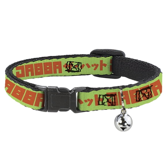 Star Wars Breakaway Cat Collar With Bell, Plastic Clip, Easy Adjustable, Star Wars Jabba The Hutt Text and Characters Green Orange, 8.5 to 12 Inches 0.5 Inch Wide