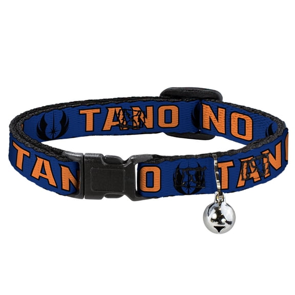 Star Wars Breakaway Cat Collar With Bell, Plastic Clip, Easy Adjustable, Star Wars Jedi Order Insignia and Tano Text Blues Orange, 8.5 to 12 Inches 0.5 Inch Wide