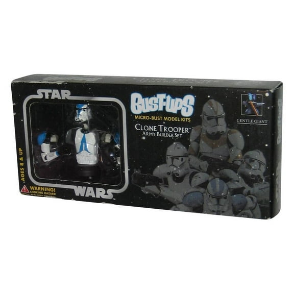 Star Wars Bust-Ups Blue Clone Trooper Army Builder (2005) Gentle Giant Micro Bust Model Kit Set - (Minor Wear)
