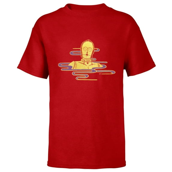 Star Wars C-3PO Golden Droid Portrait - Short Sleeve T-Shirt for Kids - Customized-Red