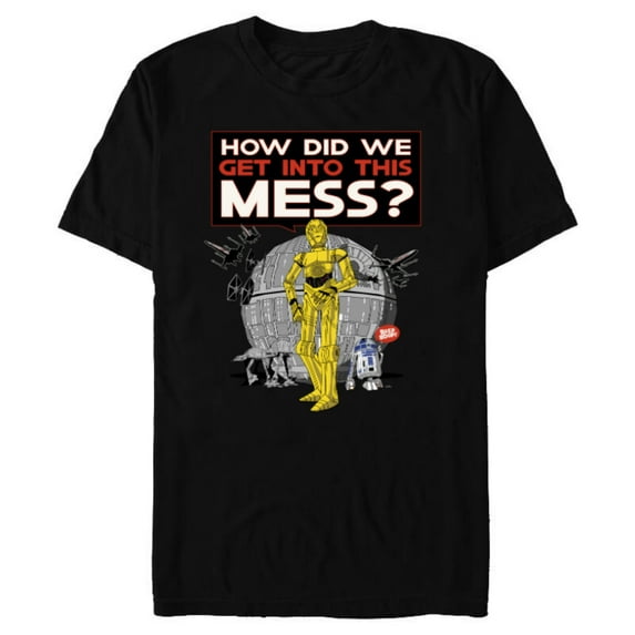 Star Wars C-3PO How Did We Get Into This Mess Valentine’s - Short Sleeve Blended T-Shirt for Adults - Customized-Black