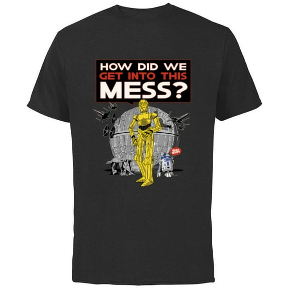 Star Wars C-3PO How Did We Get Into This Mess Valentine’s - Short Sleeve Cotton T-Shirt for Adults - Customized-Black