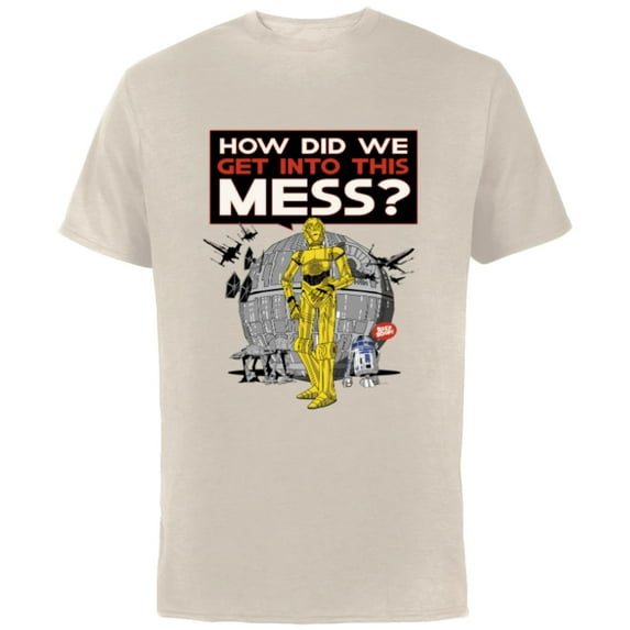 Star Wars C-3PO How Did We Get Into This Mess Valentine’s - Short Sleeve Cotton T-Shirt for Adults - Customized-Natural