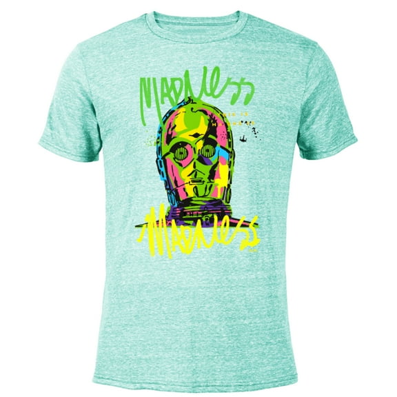 Star Wars C-3PO Neon Gradient - Short Sleeve Blended T-Shirt for Adults - Customized-Ocean Blue