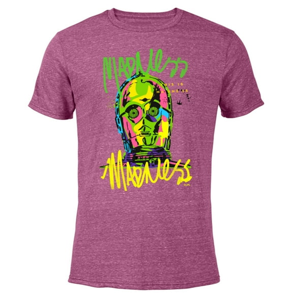 Star Wars C-3PO Neon Gradient - Short Sleeve Blended T-Shirt for Adults - Customized-Purple