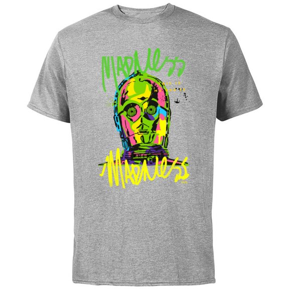 Star Wars C-3PO Neon Gradient - Short Sleeve Cotton T-Shirt for Adults - Customized-Athletic Heather