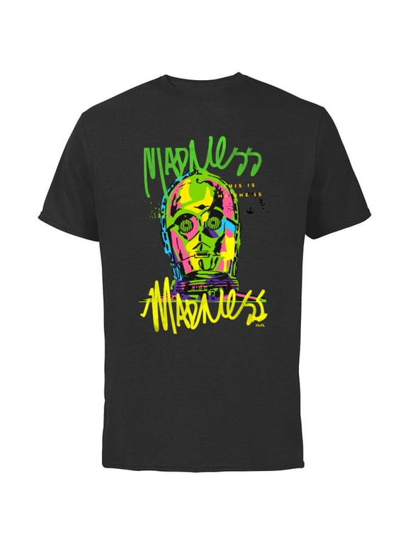 C-3PO Neon Gradient - Short Sleeve Cotton T-Shirt for Adults - Customized-Black