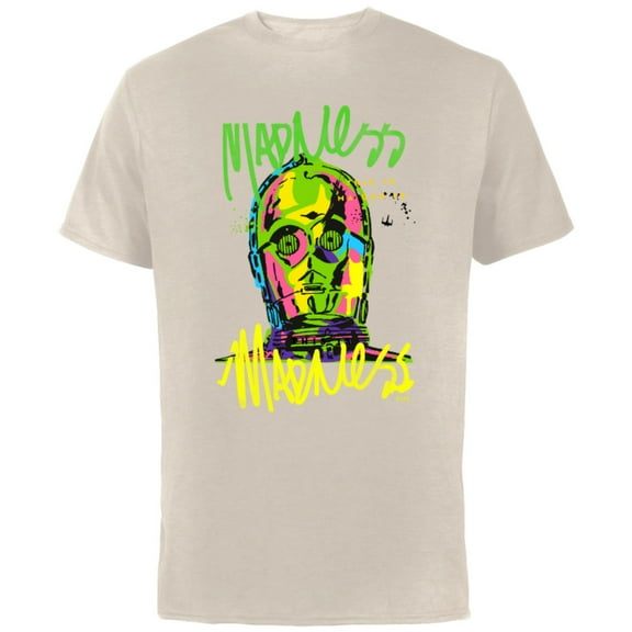 Star Wars C-3PO Neon Gradient - Short Sleeve Cotton T-Shirt for Adults - Customized-Natural