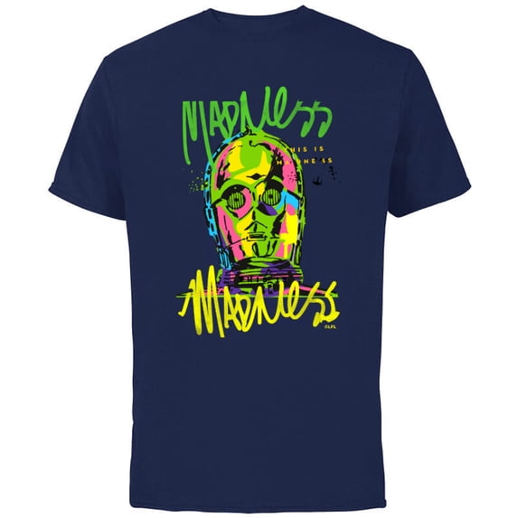 Star Wars C-3PO Neon Gradient - Short Sleeve Cotton T-Shirt for Adults - Customized-Navy
