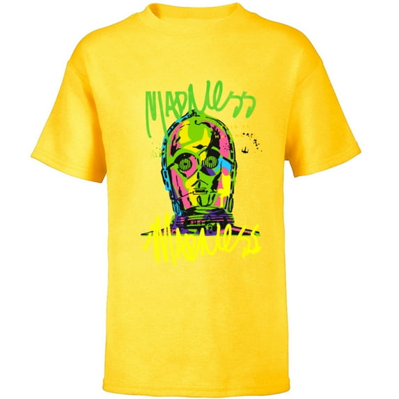 Star Wars C-3PO Neon Gradient - Short Sleeve T-Shirt for Kids - Customized-Yellow