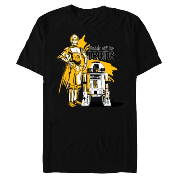 Star Wars C-3PO & R2-D2 Droids Will Be Droids - Short Sleeve Blended T-Shirt for Adults - Customized-Black