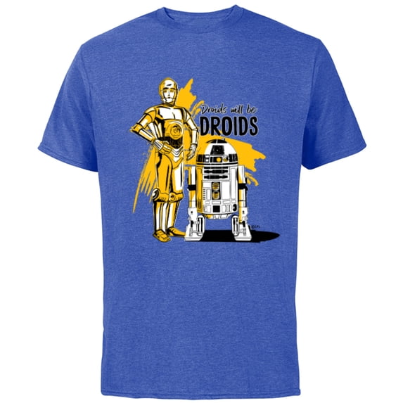 Star Wars C-3PO & R2-D2 Droids Will Be Droids - Short Sleeve Cotton T-Shirt for Adults - Customized-Royal Heather