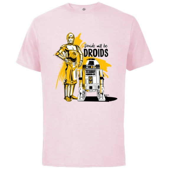 Star Wars C-3PO & R2-D2 Droids Will Be Droids - Short Sleeve Cotton T-Shirt for Adults - Customized-Soft Pink