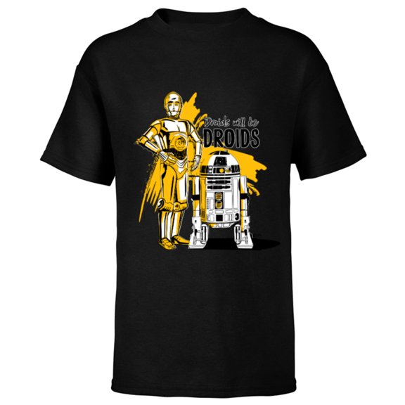Star Wars C-3PO & R2-D2 Droids Will Be Droids - Short Sleeve T-Shirt for Kids - Customized-Black