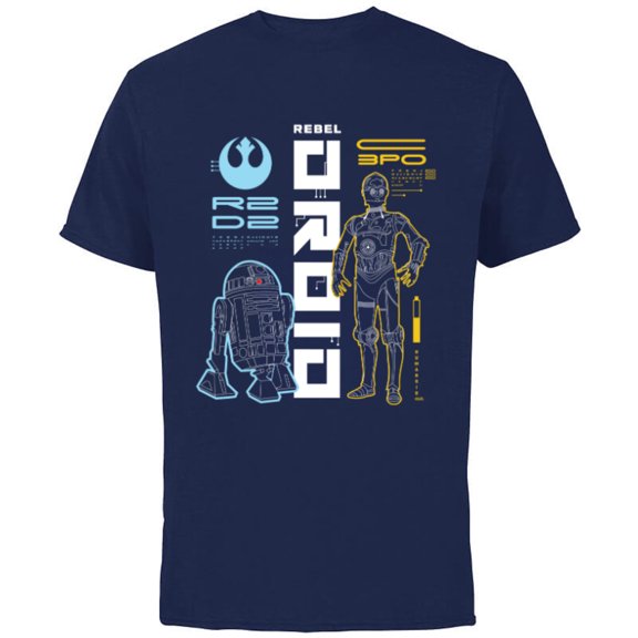 Star Wars C-3PO & R2D2 Best Friend Droids - Short Sleeve Cotton T-Shirt for Adults - Customized-Navy