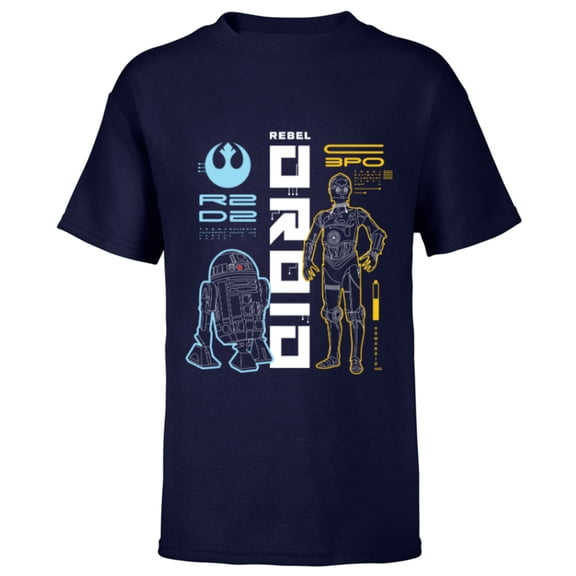 Star Wars C-3PO & R2D2 Best Friend Droids - Short Sleeve T-Shirt for Kids - Customized-Navy