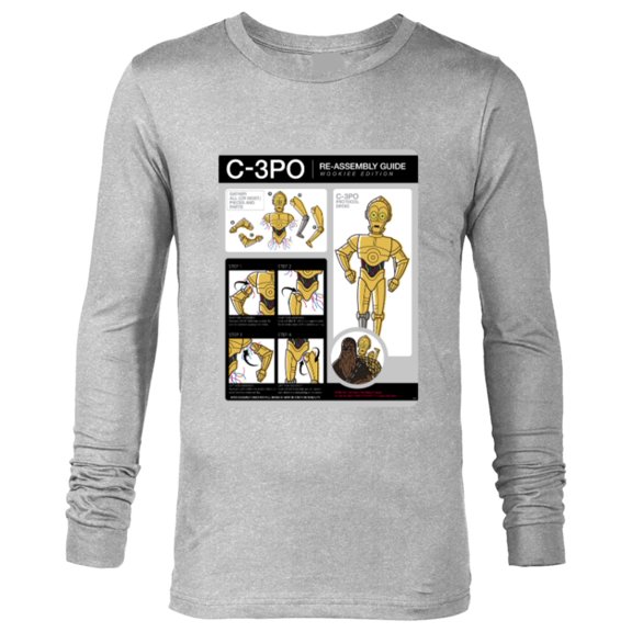 Star Wars C-3PO Re-Assembly Guide Wookiee Edition Funny - Long Sleeve T-Shirt for Men - Customized-Athletic Heather