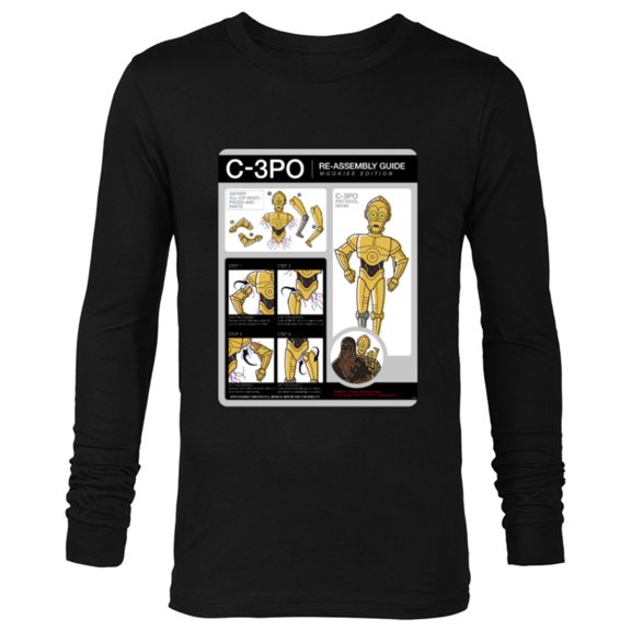 Star Wars C-3PO Re-Assembly Guide Wookiee Edition Funny - Long Sleeve T-Shirt for Men - Customized-Black