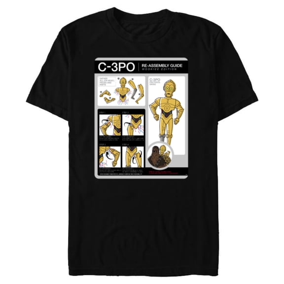 Star Wars C-3PO Re-Assembly Guide Wookiee Edition Funny - Short Sleeve Blended T-Shirt for Adults - Customized-Black