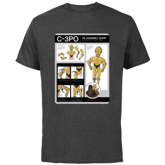 Star Wars C-3PO Re-Assembly Guide Wookiee Edition Funny - Short Sleeve Cotton T-Shirt for Adults - Customized-Charcoal