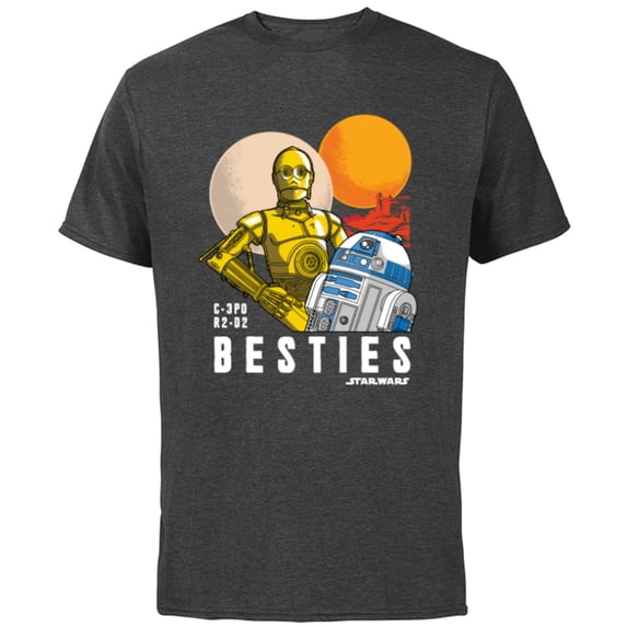 Star Wars C-3PO and R2-D2 Tatooine Droid Besties - Short Sleeve Cotton T-Shirt for Adults - Customized-Charcoal