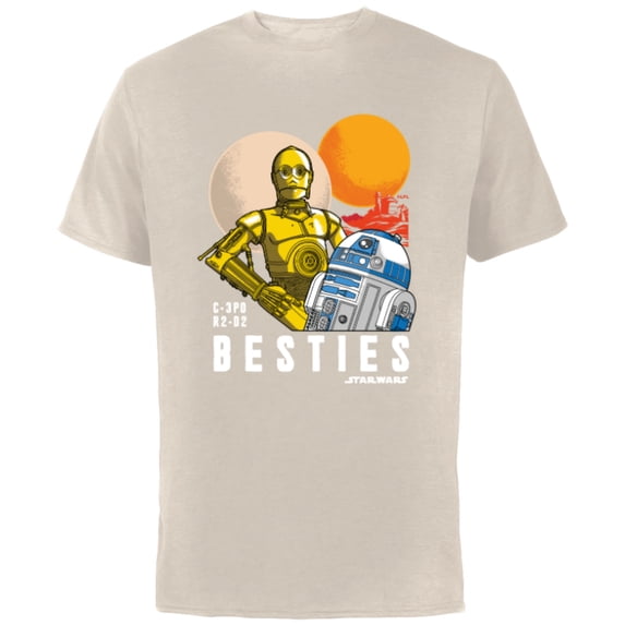 Star Wars C-3PO and R2-D2 Tatooine Droid Besties - Short Sleeve Cotton T-Shirt for Adults - Customized-Natural