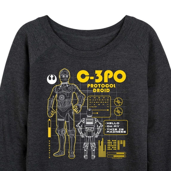 Star Wars - C3PO Schematic - Women's French Terry Long Sleeve Pullover