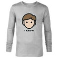 thumbnail image 1 of Star Wars Cartoon Han Solo I Know - Long Sleeve T-Shirt for Men - Customized-Athletic Heather, 1 of 5