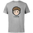 thumbnail image 1 of Star Wars Cartoon Han Solo I Know - Short Sleeve Cotton T-Shirt for Adults - Customized-Athletic Heather, 1 of 5