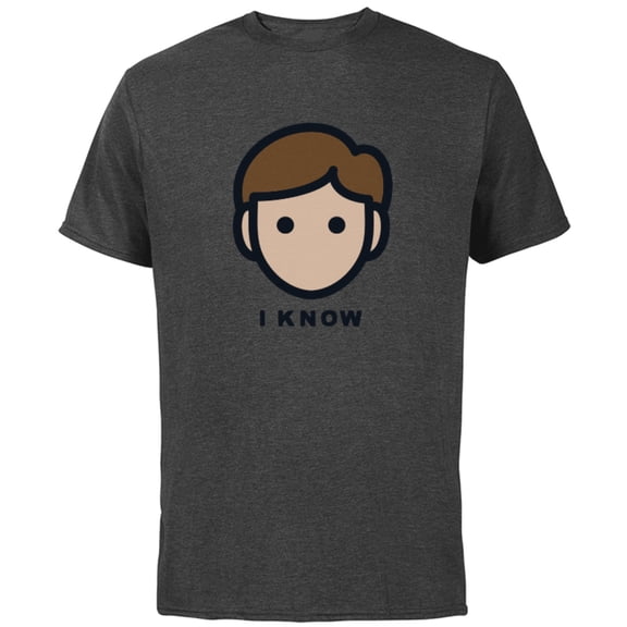 Star Wars Cartoon Han Solo I Know - Short Sleeve Cotton T-Shirt for Adults - Customized-Charcoal