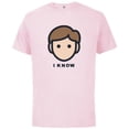 thumbnail image 1 of Star Wars Cartoon Han Solo I Know - Short Sleeve Cotton T-Shirt for Adults - Customized-Soft Pink, 1 of 5