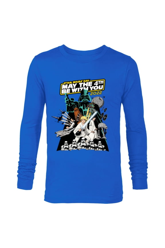 Cartoon May the 4th Be With You 2022 - Long Sleeve T-Shirt for Men - Customized-Navy