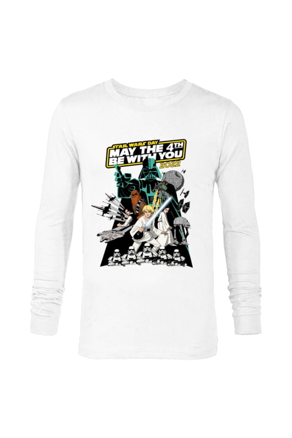 Cartoon May the 4th Be With You 2022 - Long Sleeve T-Shirt for Men - Customized-White