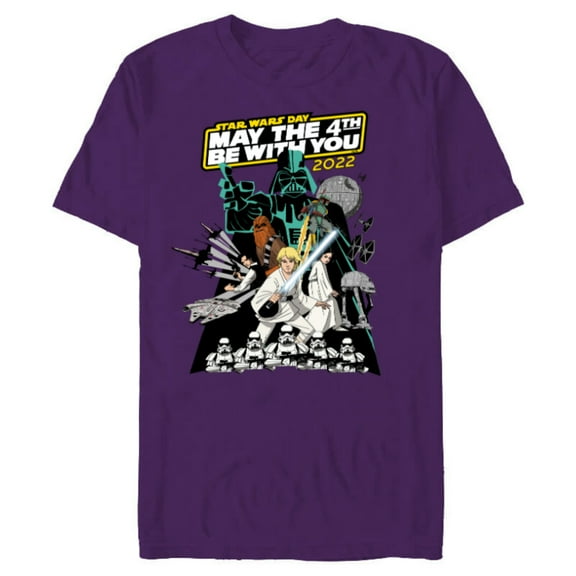 Star Wars Cartoon May the 4th Be With You 2022 - Short Sleeve Blended T-Shirt for Adults - Customized-Purple