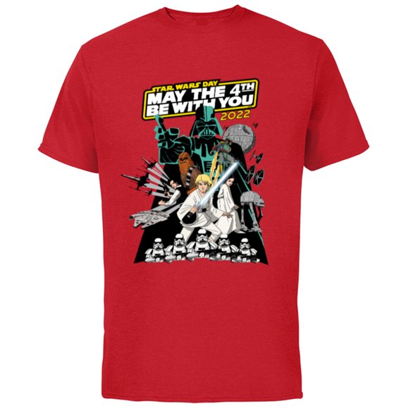 Star Wars Cartoon May the 4th Be With You 2022 - Short Sleeve Cotton T-Shirt for Adults - Customized-Red